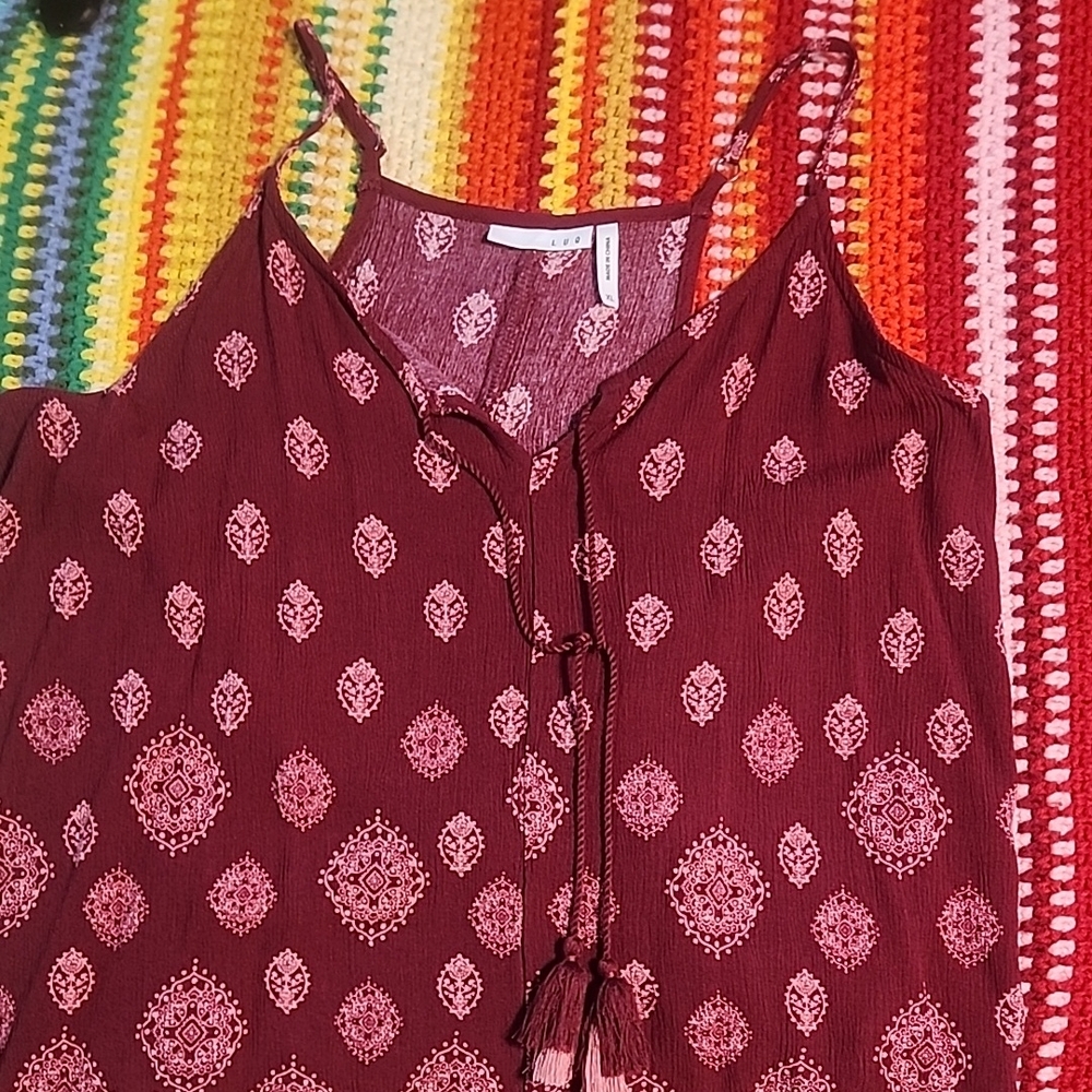 Bohemian Burgundy Spaghetti Strap Top